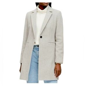 Women’s Banana Republic Italian Wool Blend Gray Coat Jacket Size 4 Petite